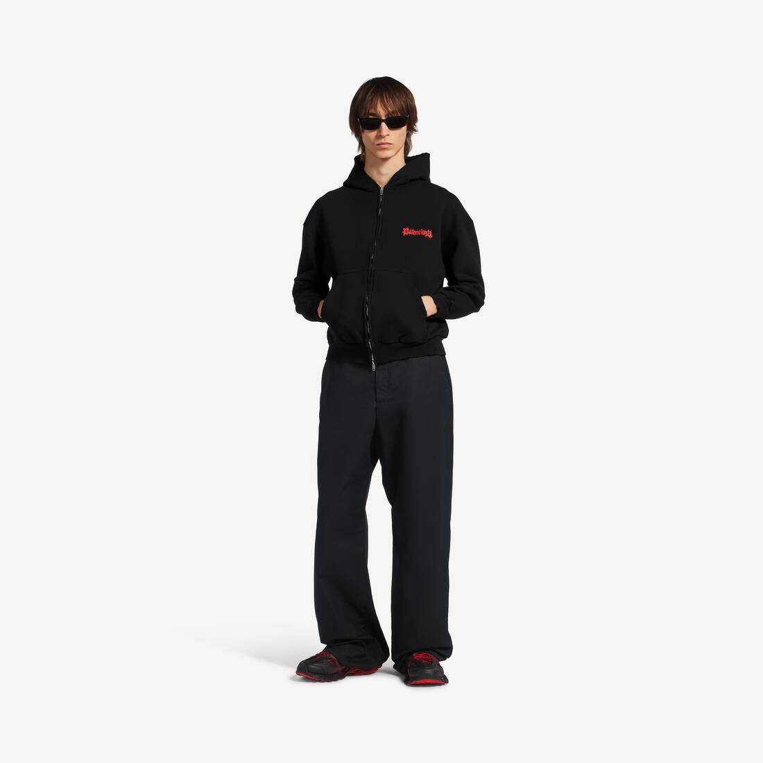 Men's Salon De Couture Zip-up Hoodie Regular Fit in Black