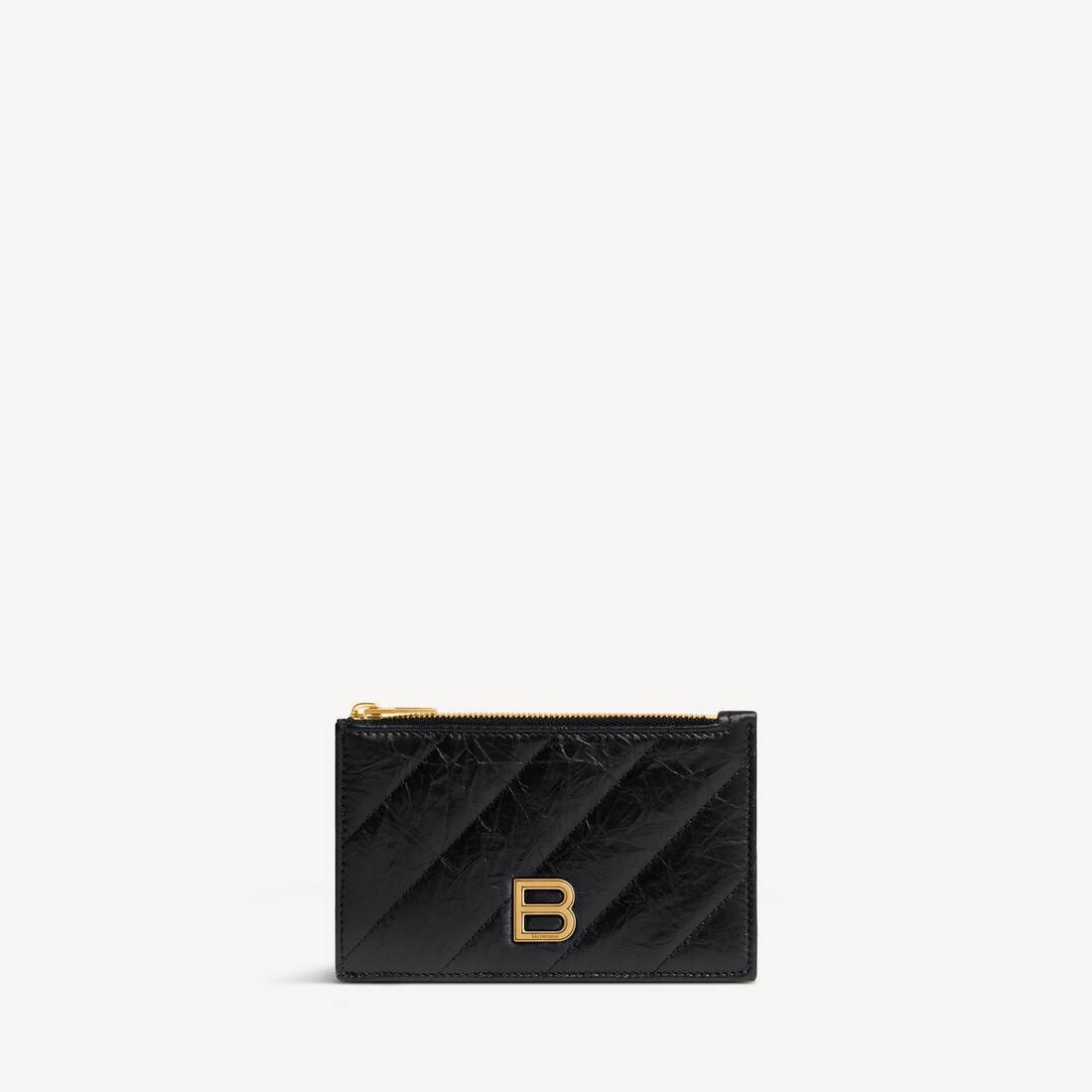 Women's Crush Long Coin And Card Holder Quilted in Black