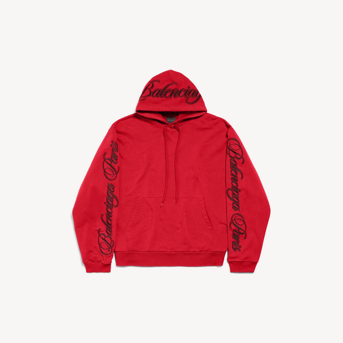 Men's Cursive Oversized Hoodie in Red/black