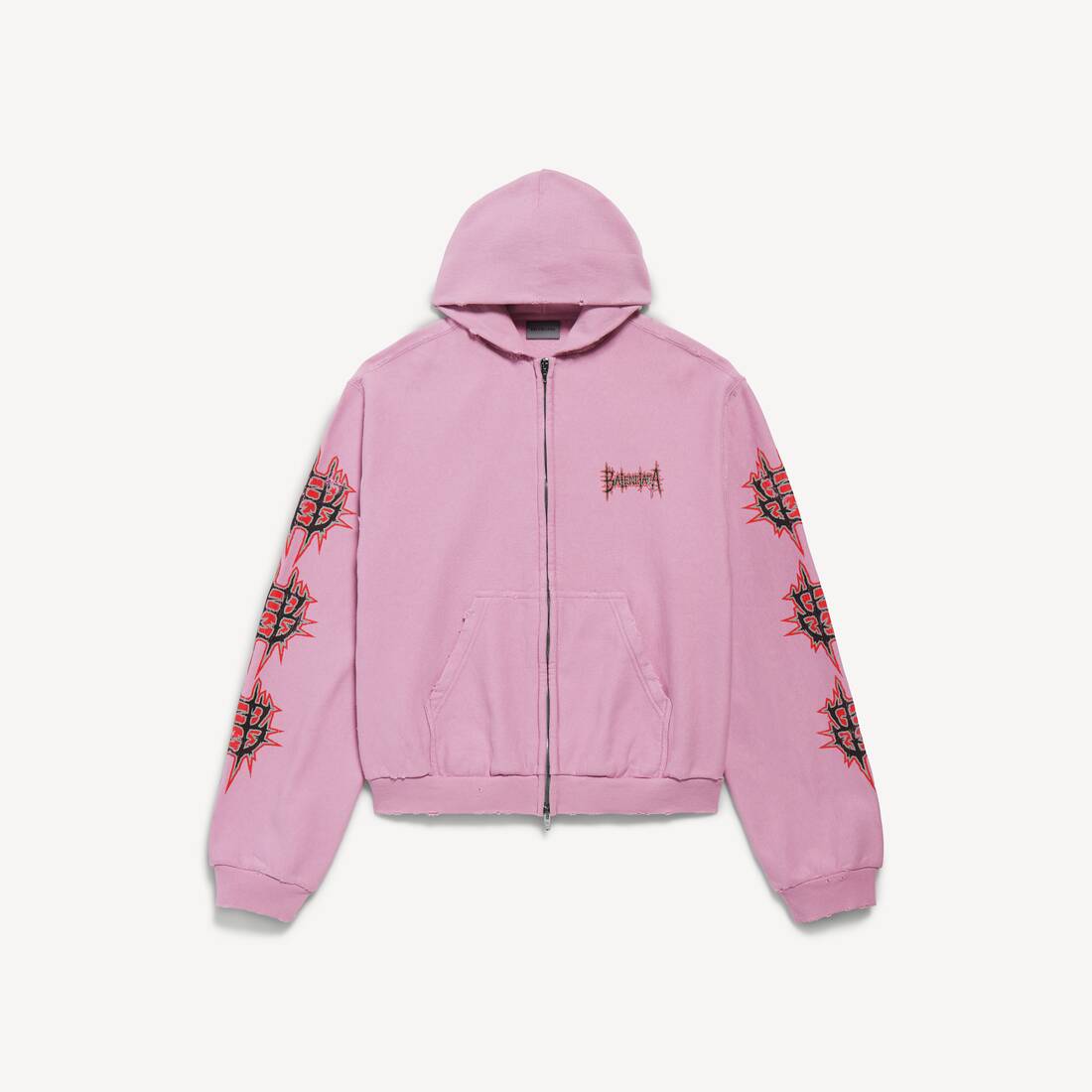Women's Balenciaga Sacré Cœur Zip-up Hoodie Medium Fit in Old Pink