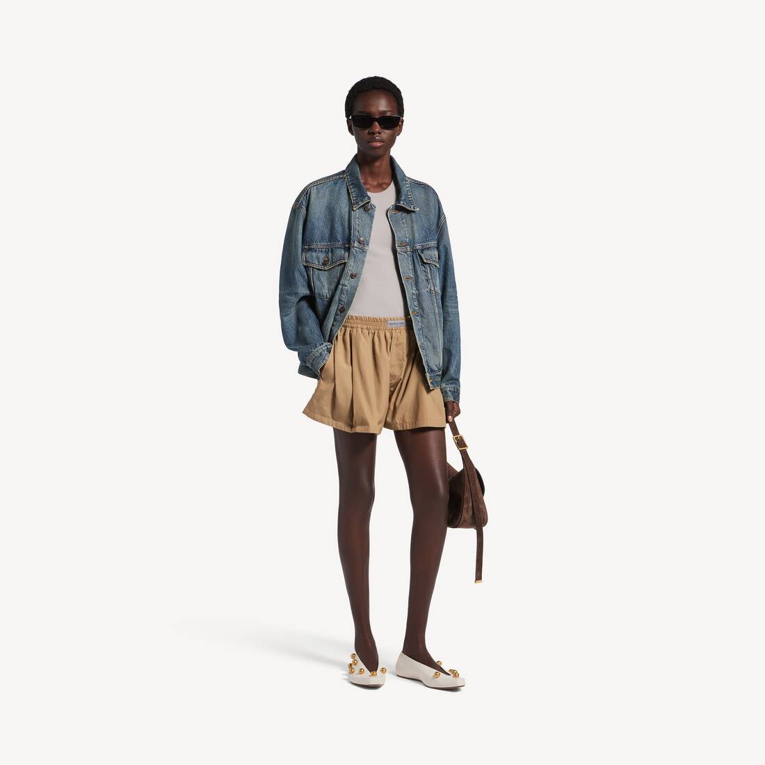 Women's A-line Boxer Shorts in Sand Beige
