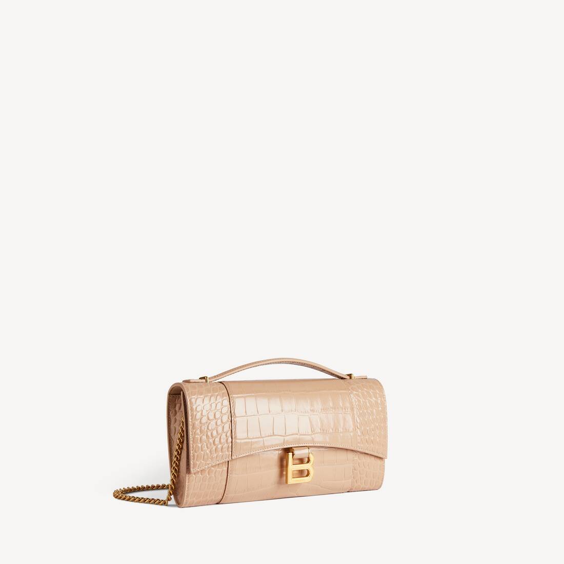 Women's Hourglass Pochette With Chain in Nude