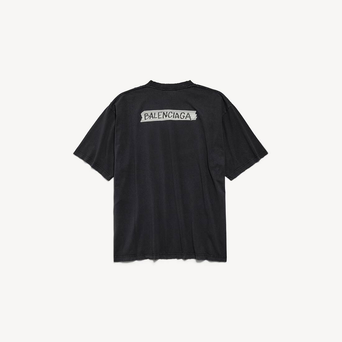 Men's Masking Tape T-shirt Medium Fit in Faded Black