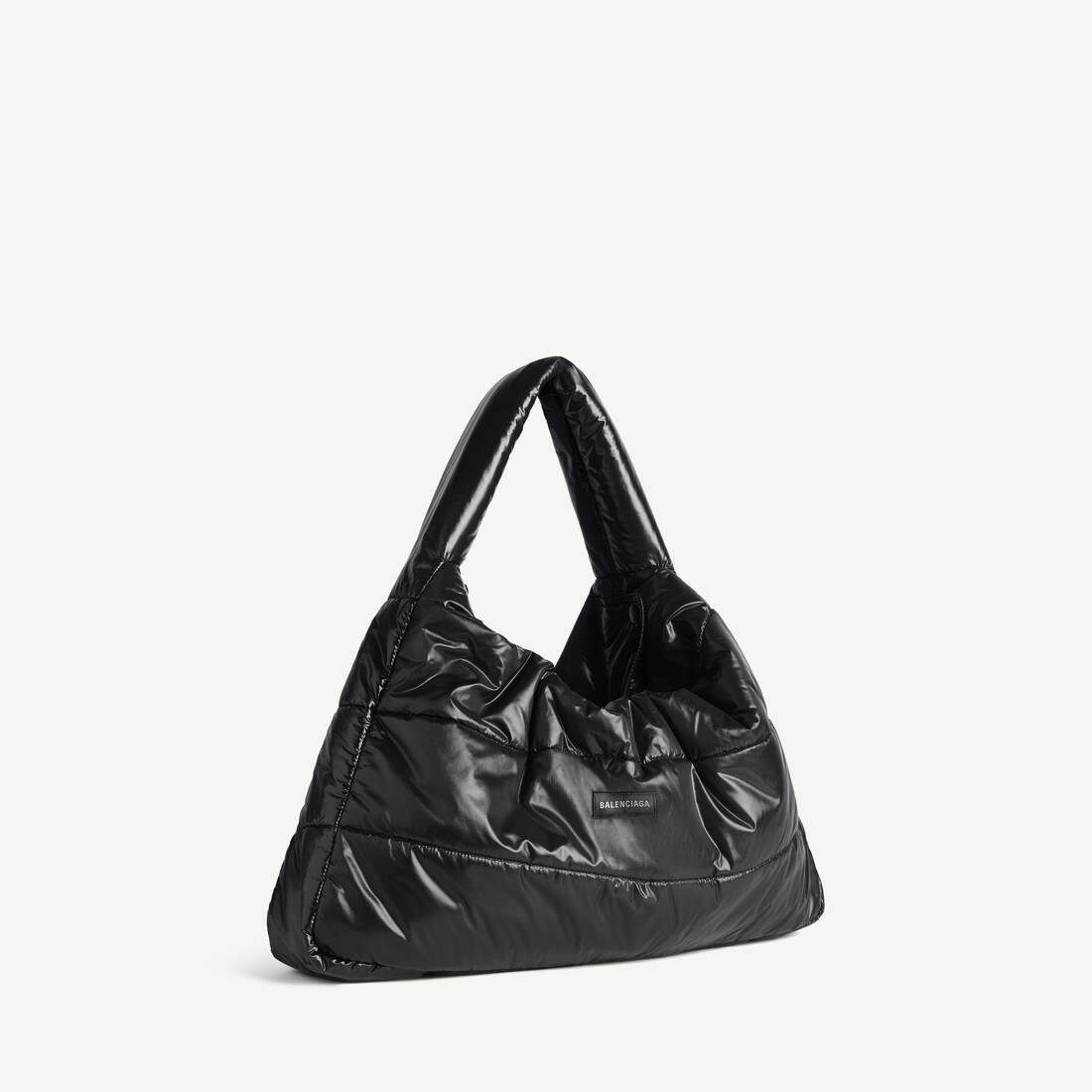 Men's Puffer Hobo Bag Medium in Black