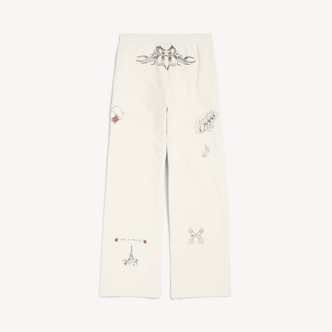 Men's Tattoo Baggy Sweatpants in Cream