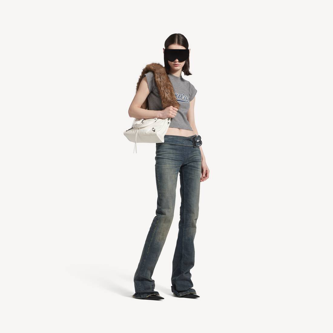Women's Buckle Bootcut Pants in Blue