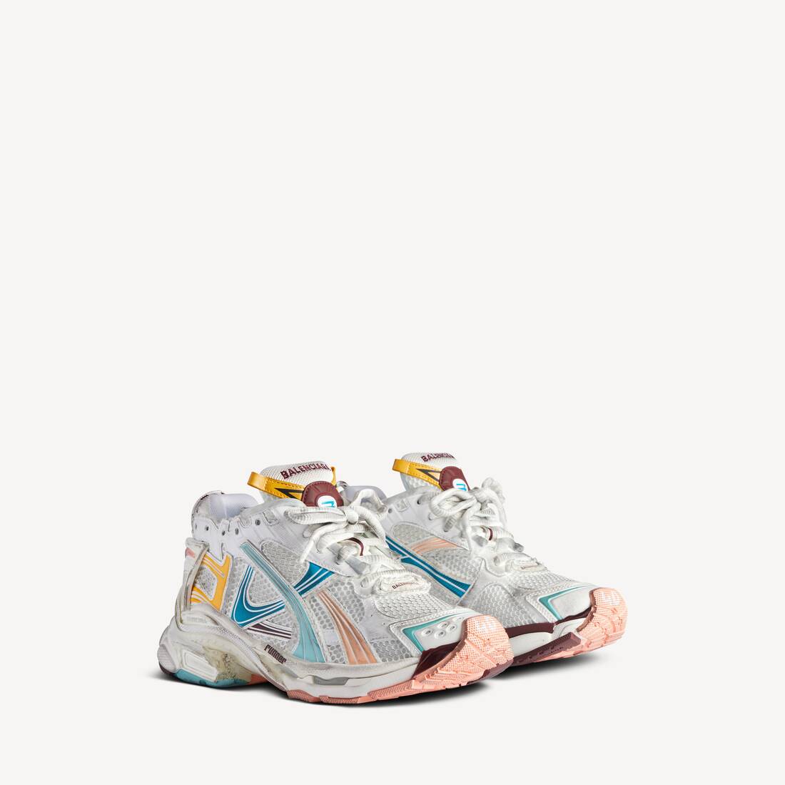 Women's Runner Sneaker in White/yellow/pink/blue