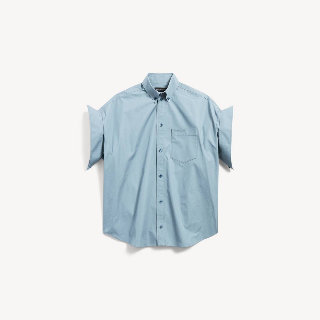 Women's Tucked Sleeve Shirt in Grey Blue