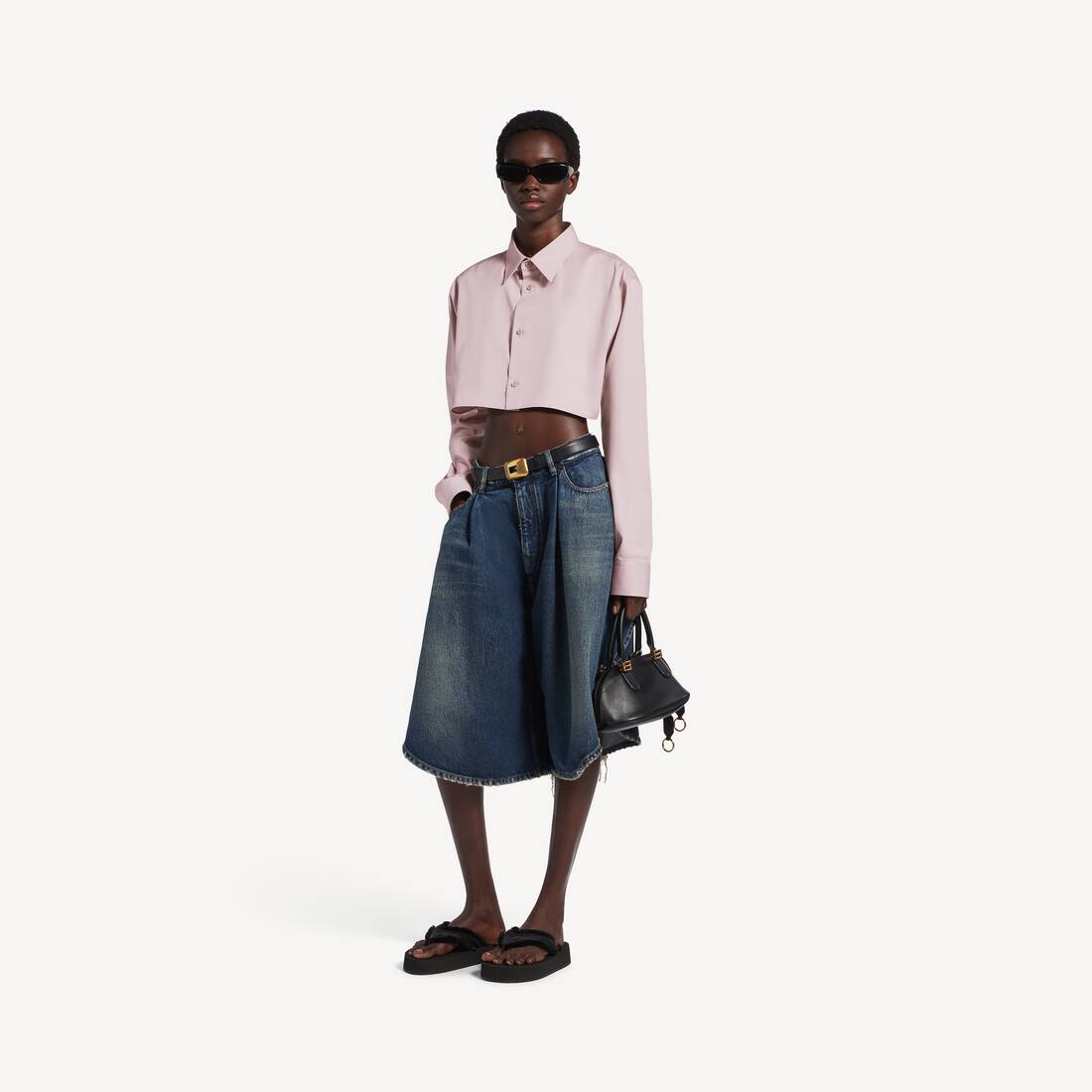 Women's Cropped Shirt in Dusty Pink