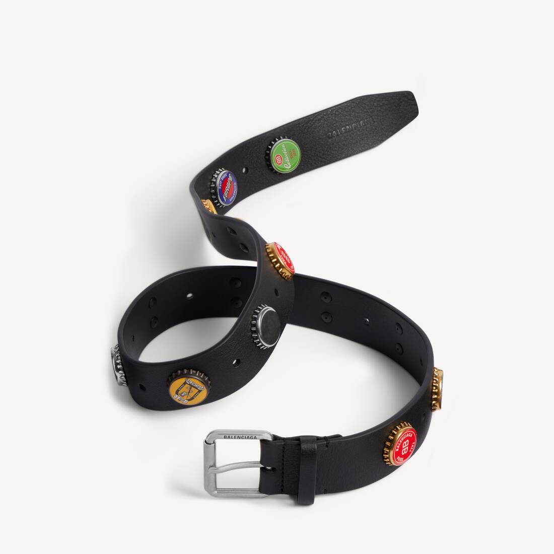 Men's Bottle Caps Belt in Black