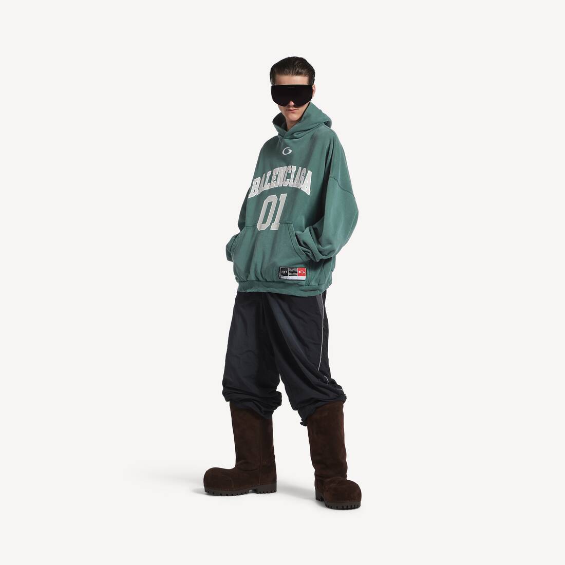 Men's Basketball Hoodie Large Fit in Dark Green/light Green