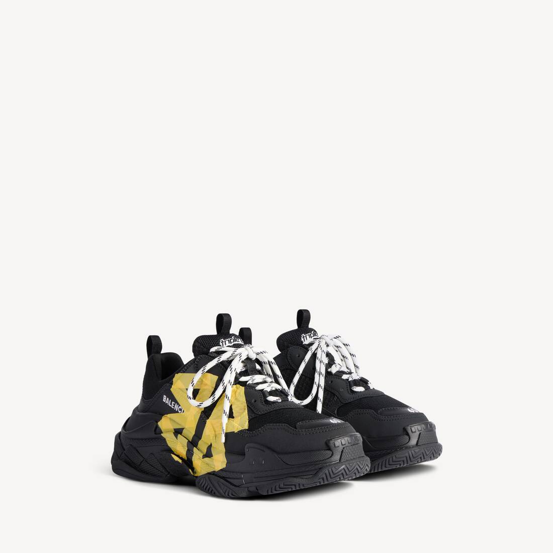 Women's Triple S Tape Type Sneaker in Black/yellow