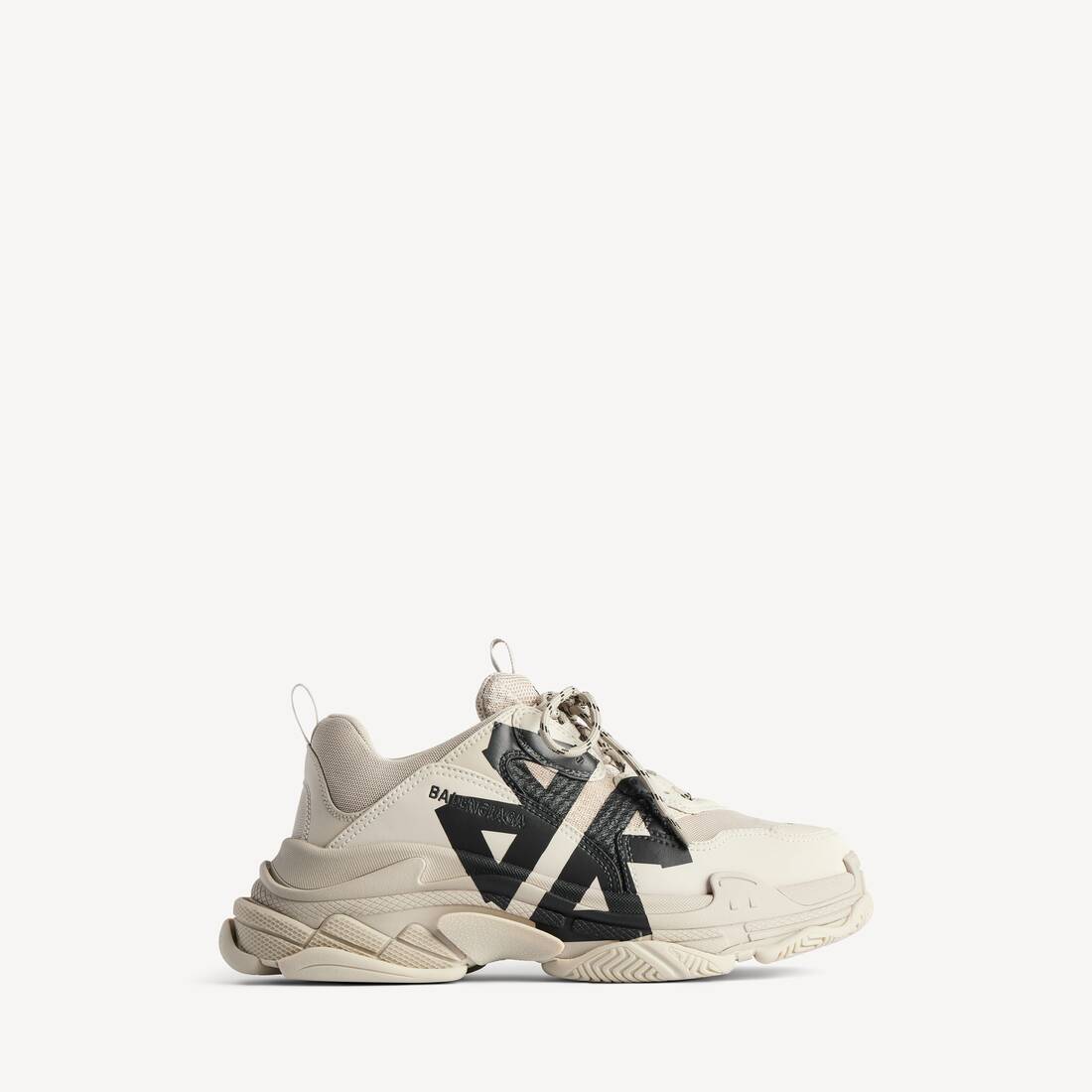 Men's Triple S Tape Sneaker in Beige/black