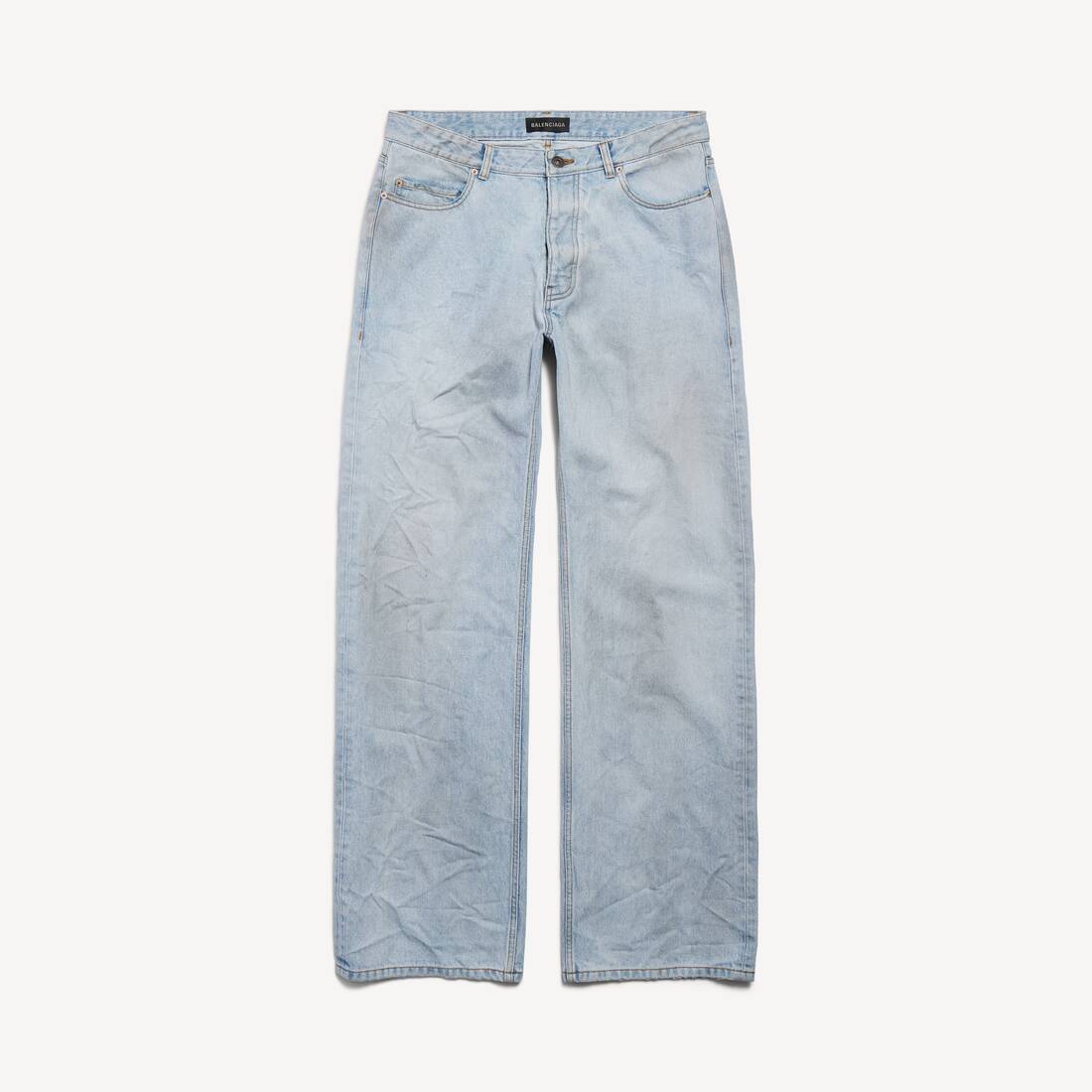 Men's Distressed Relaxed Fit Pants in Light Blue