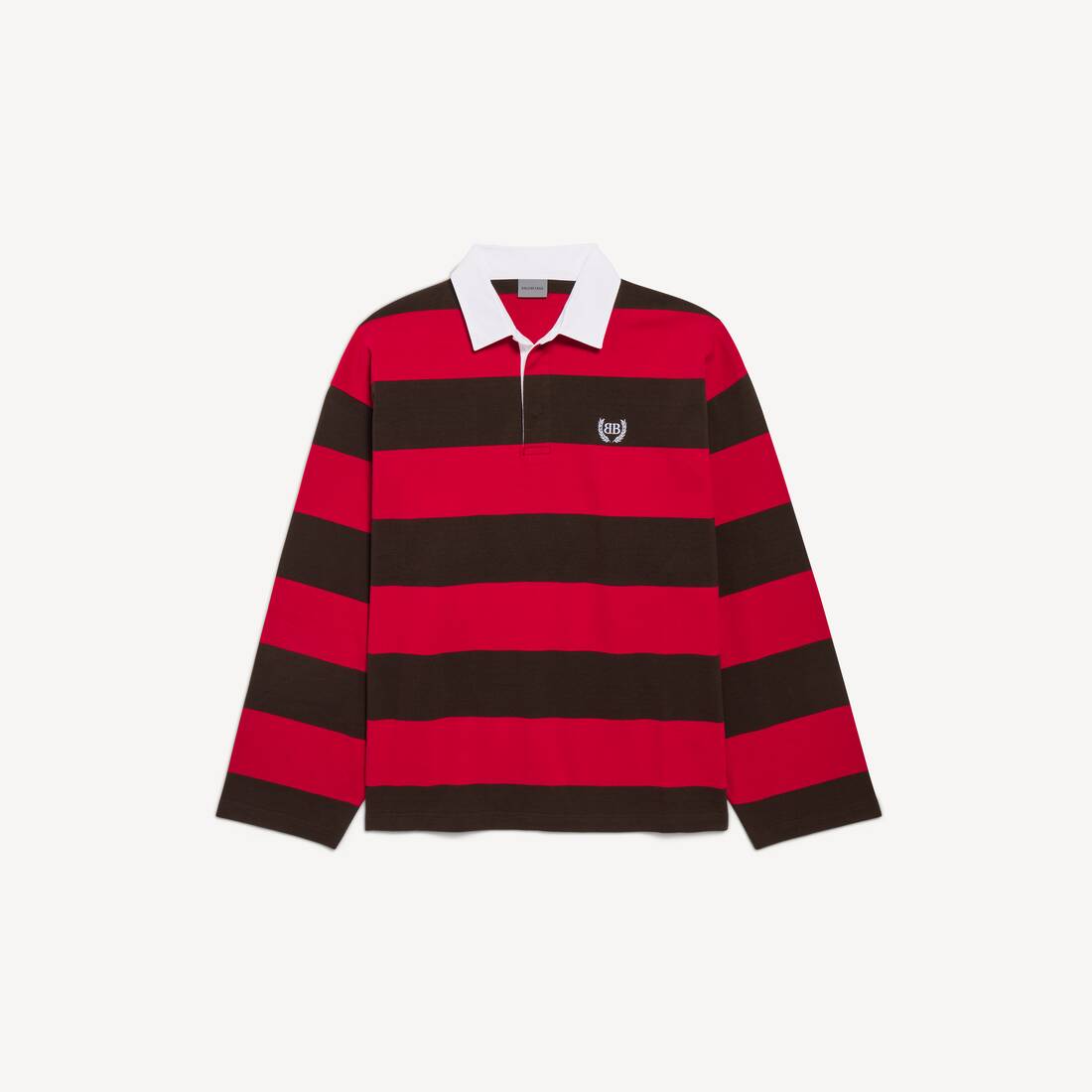 Men's Longsleeve Polo in Dark Brown/red
