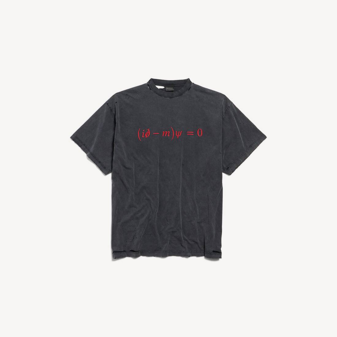 Men's Dirac Equation Oversized T-shirt in Washed Black/red