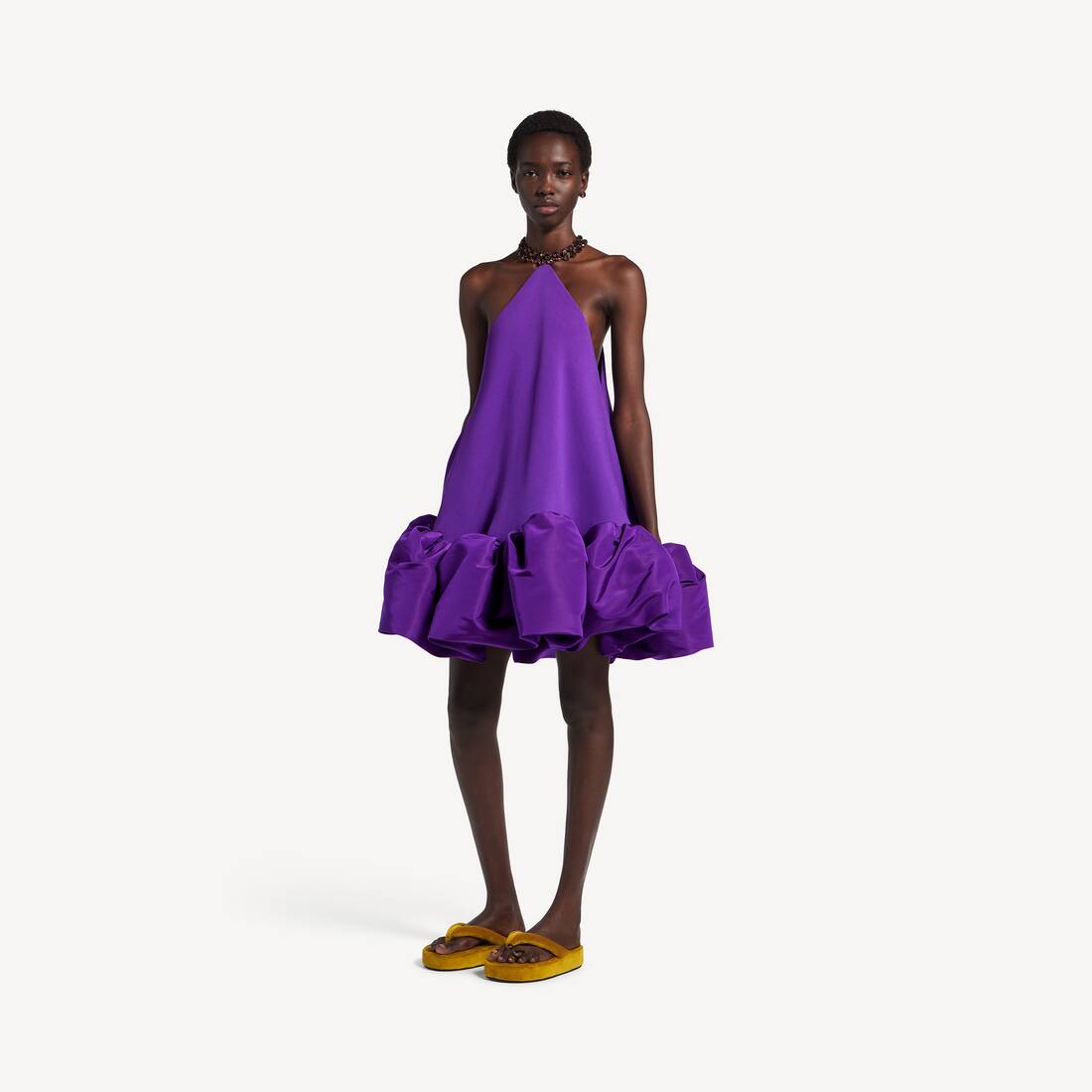 Women's Halter Balloon Mini Dress in Purple