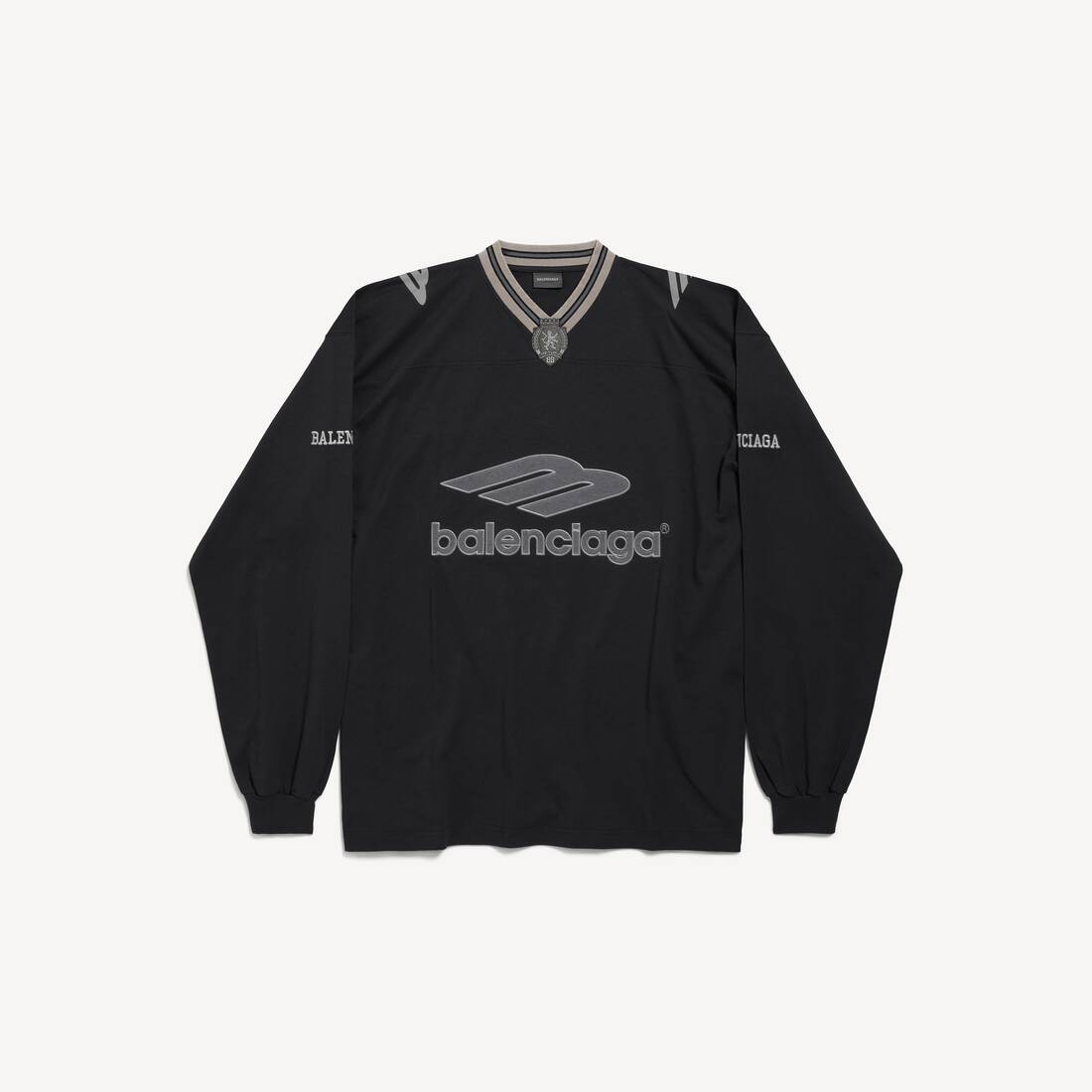 Men's 3b Football Long Sleeve V-neck T-shirt in Black/anthracite