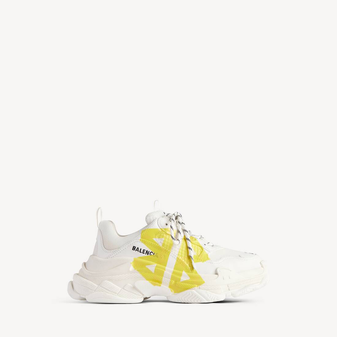 Women's Triple S Tape Type Sneaker in White/yellow