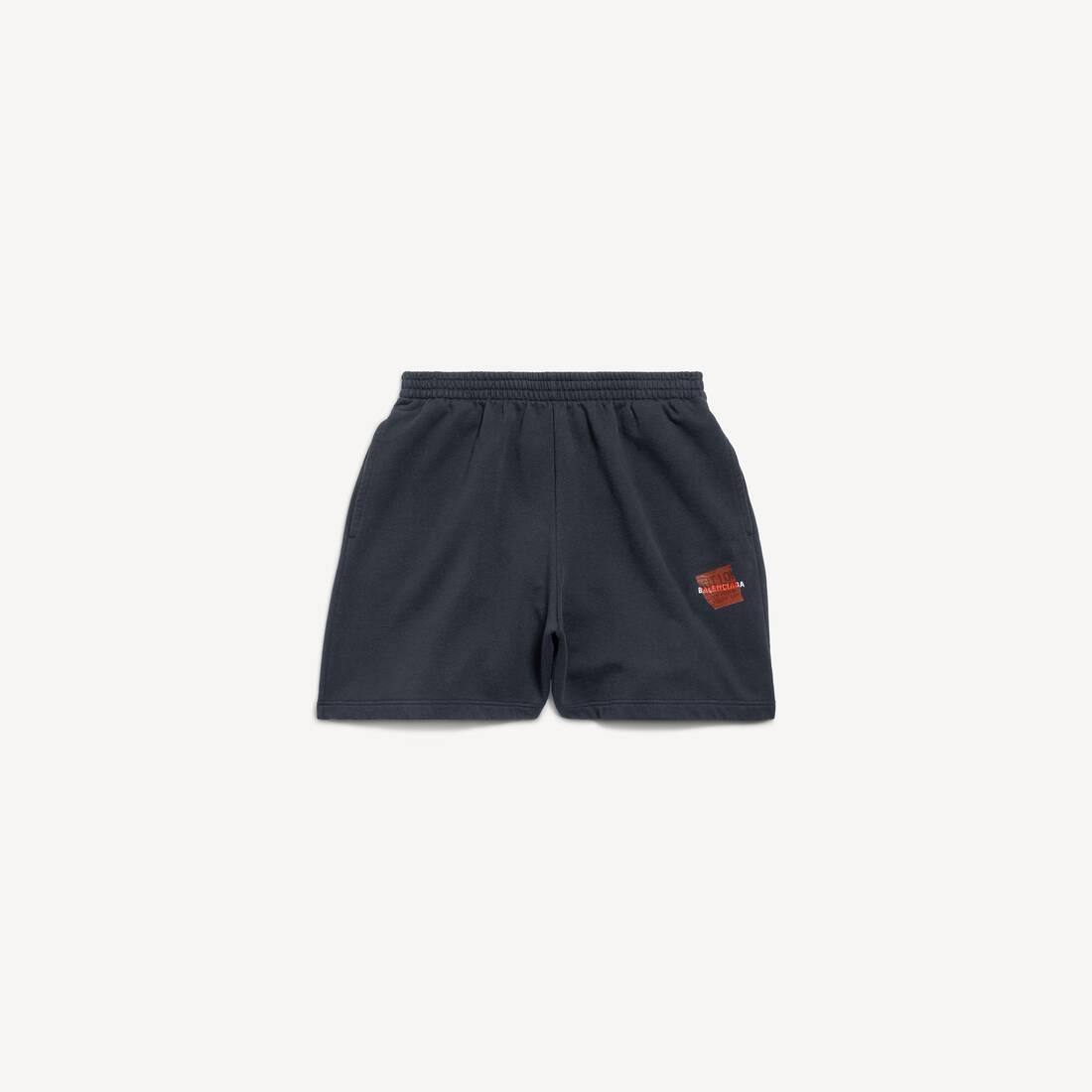 Men's Taped Balenciaga Back Shorts in Faded Black