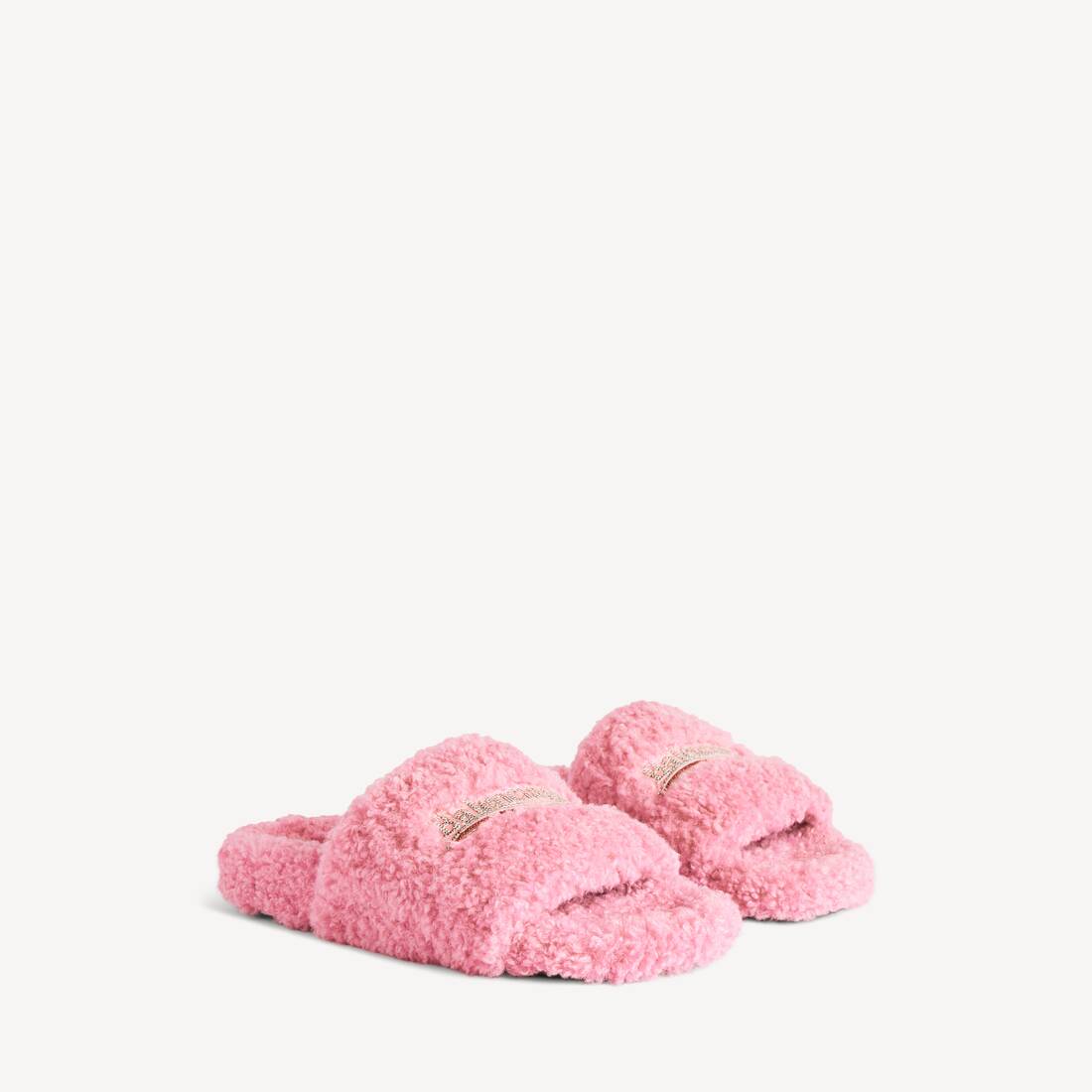 Women's Furry Open Mule in Sweet Pink