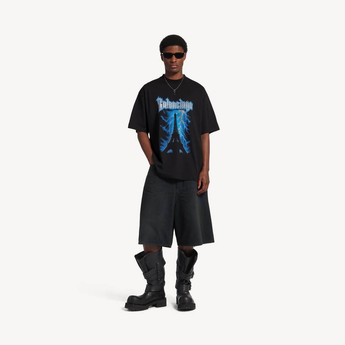 Men's Paris Thunderstorm Oversized T-shirt in Black