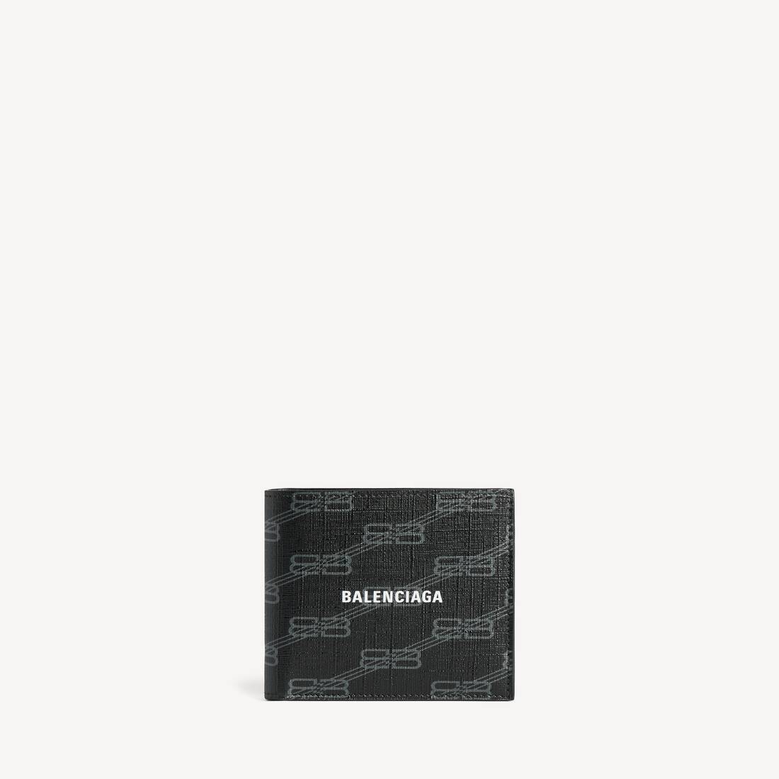 Men's Signature Square Folded Wallet Bb Monogram Coated Canvas in Black/grey