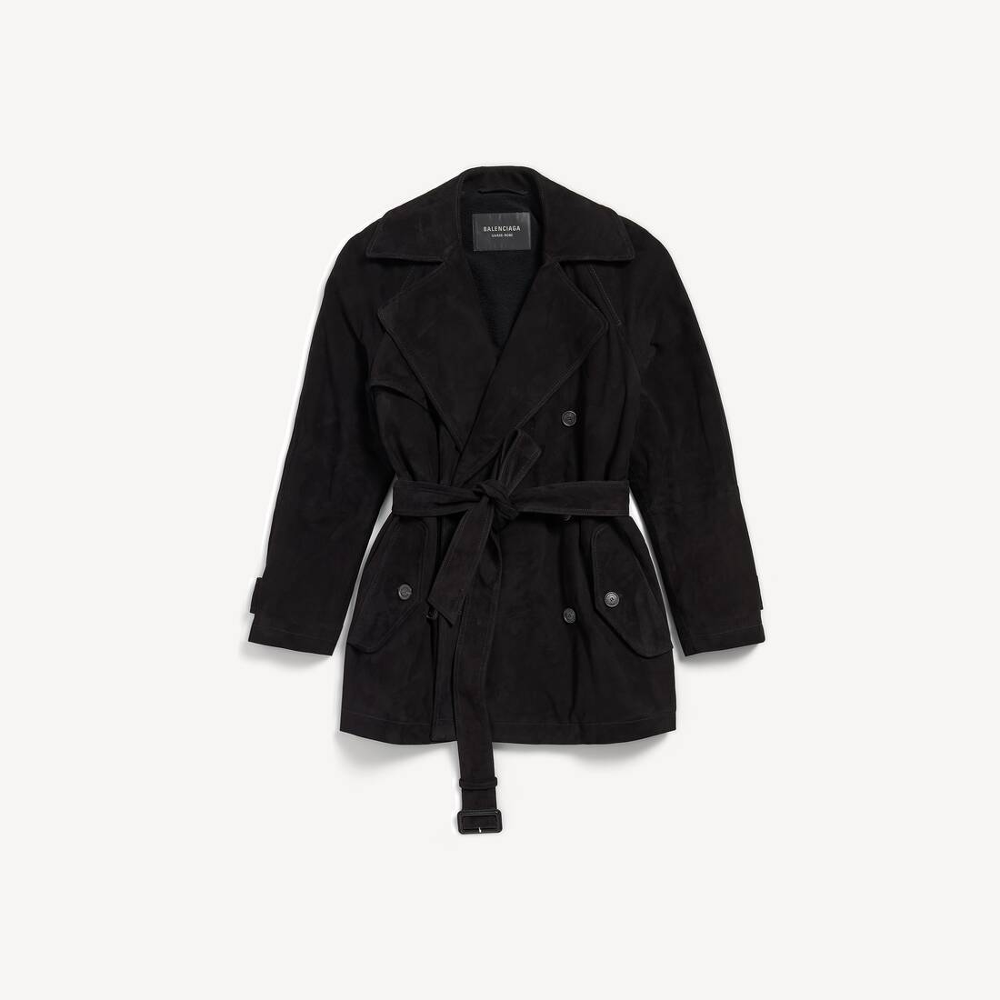 Women's Cocoon Short Trench in Black