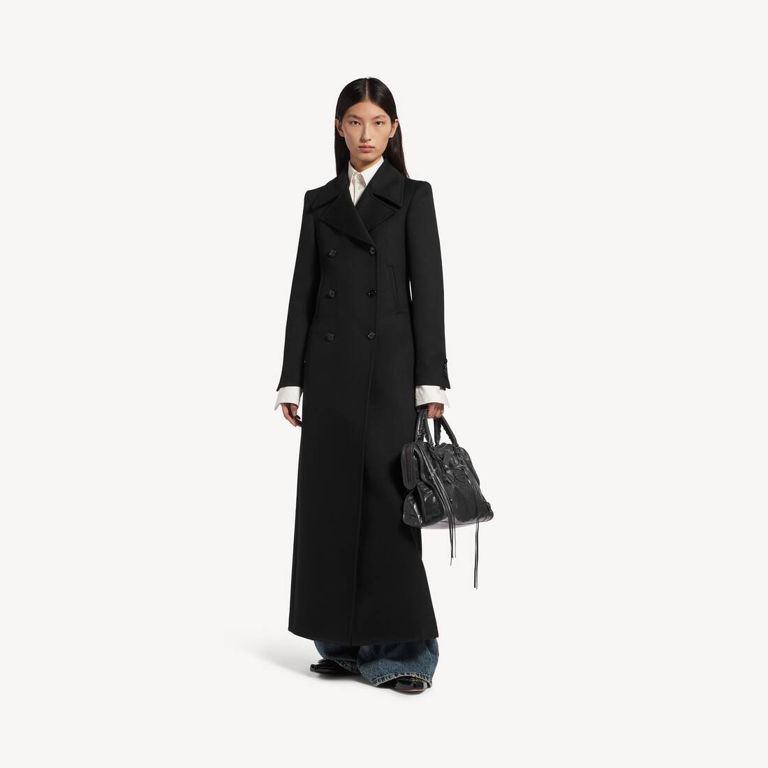 Women's Long Trench Coat in Black