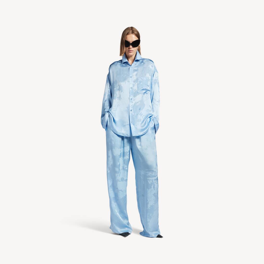 Women's Washed Crayon Allover Pyjama Pants in Baby Blue