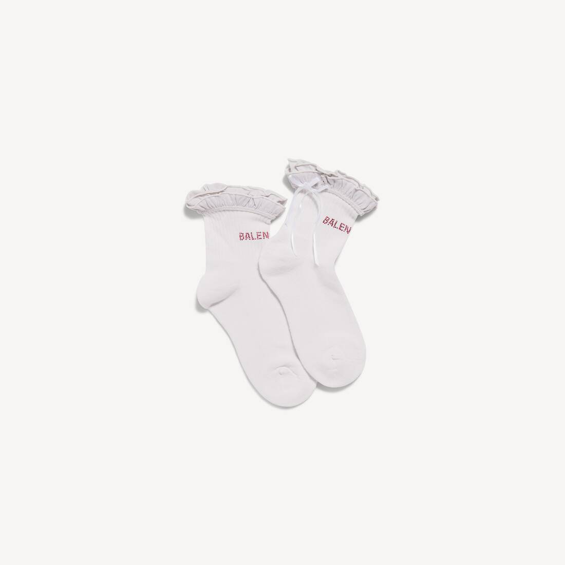 Women's Bow Socks in White/pink
