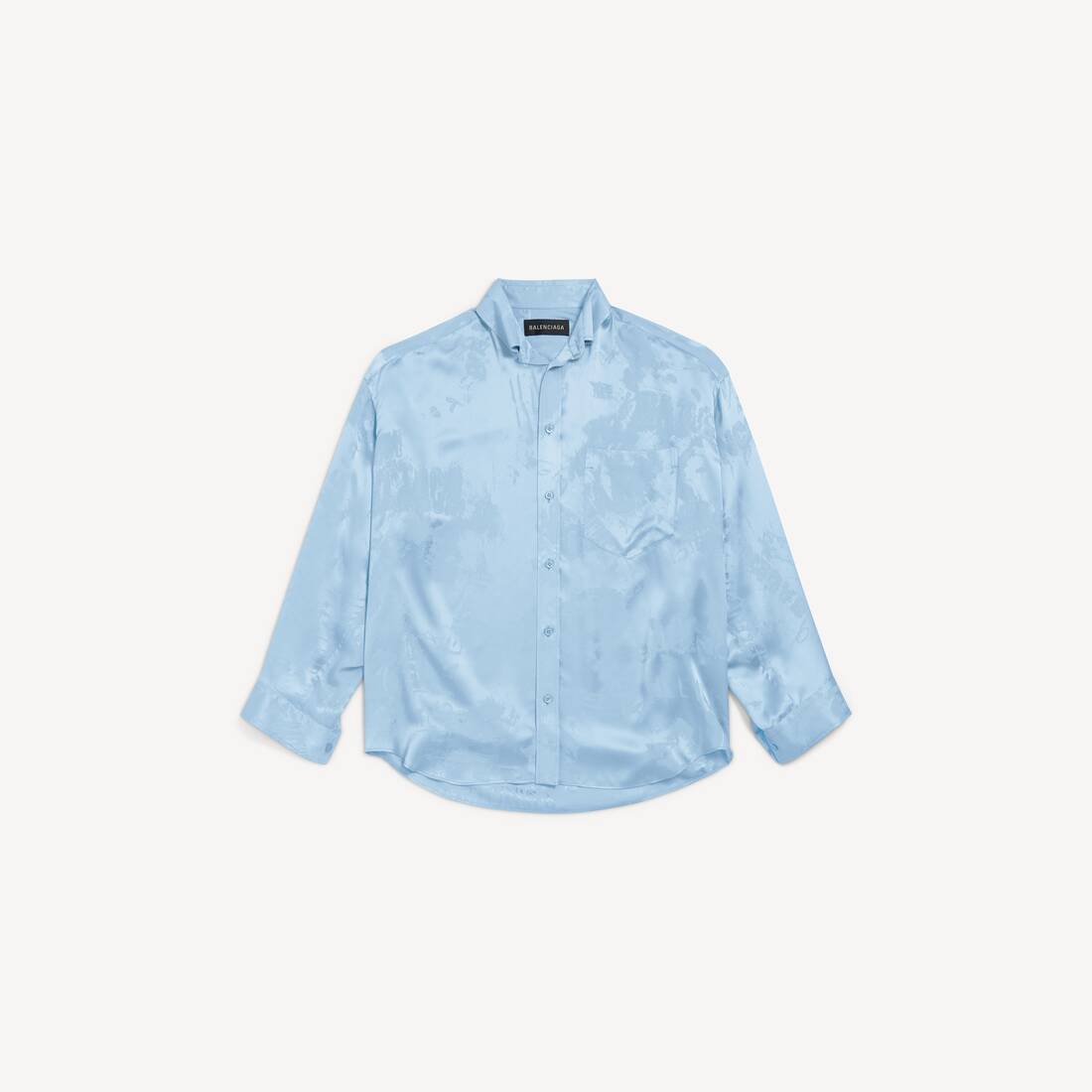 Women's Washed Crayon Allover Long Sleeve Cocoon Shirt in Baby Blue
