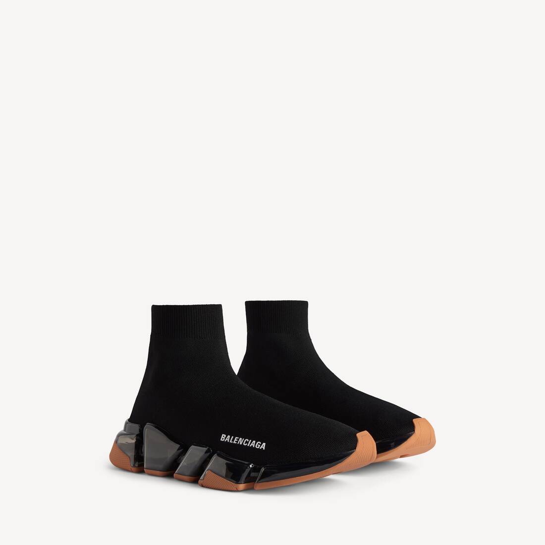 Men's Speed 2.0 Full Clear Sole Recycled Knit Sneaker in Black/orange