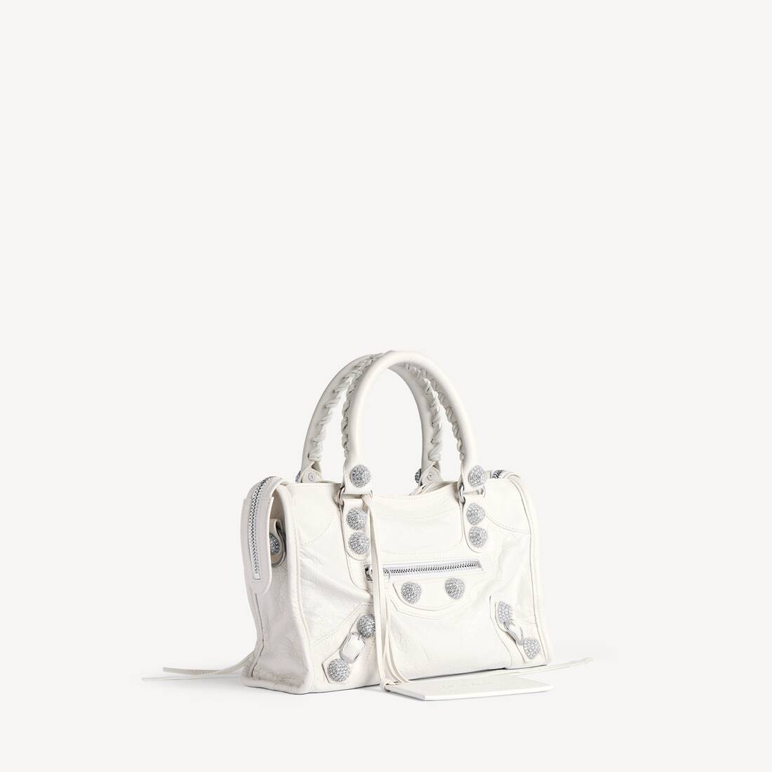 Women's Le City Bag Small Giant Studs With Rhinestones in Optic White