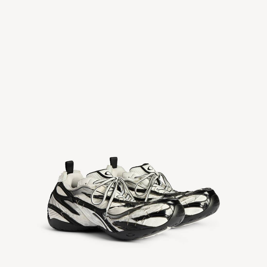 Men's Soleless Sneaker in Black/white/silver