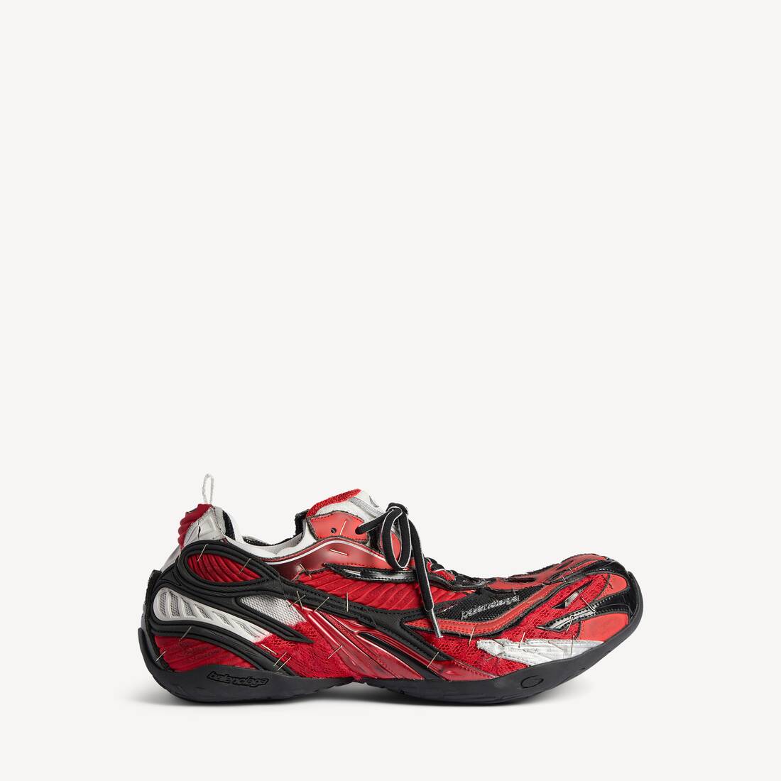 Men's Soleless Sneaker in Red/black/white/silver