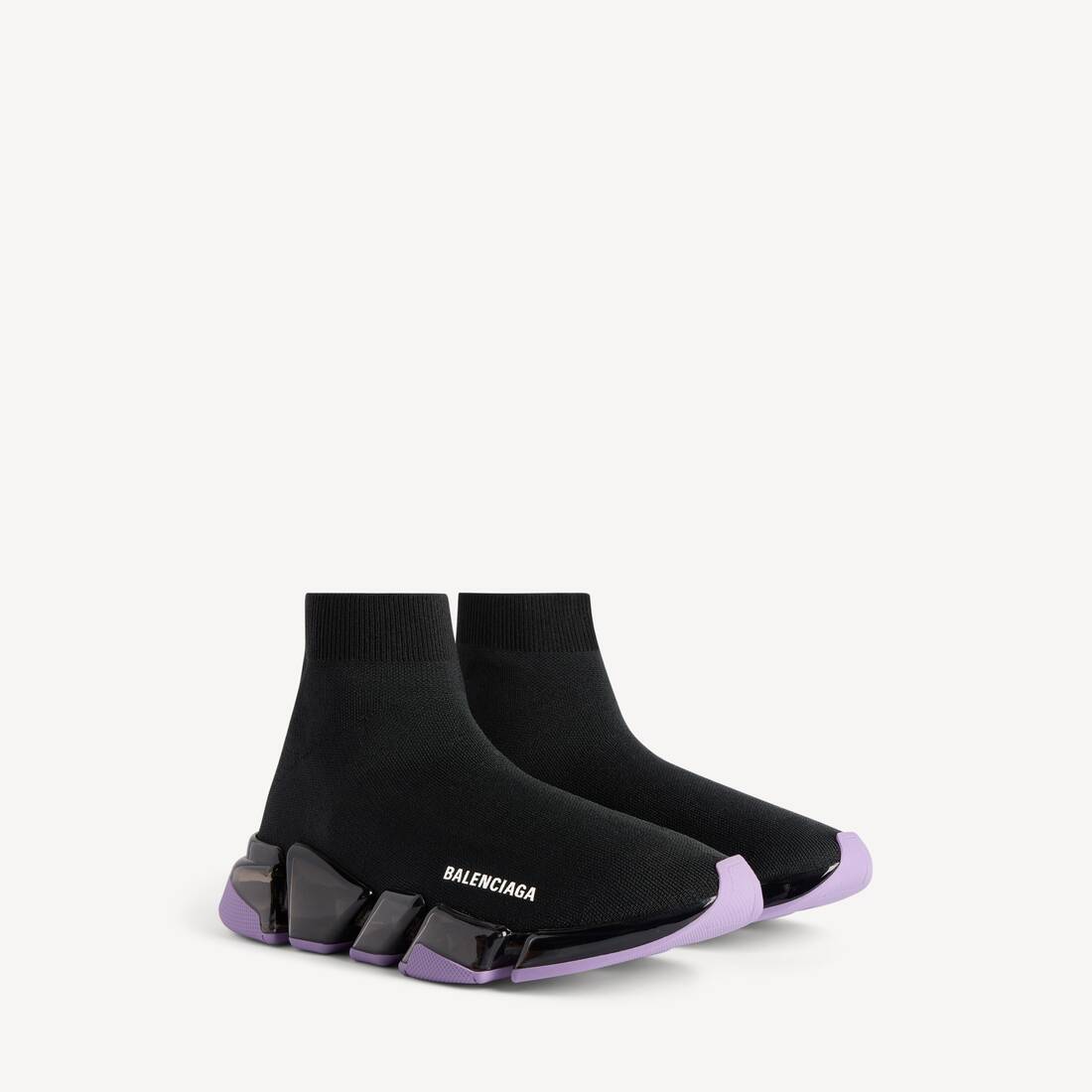 Women's Speed 2.0 Full Clear Sole Recycled Knit Sneaker in Black/lilac