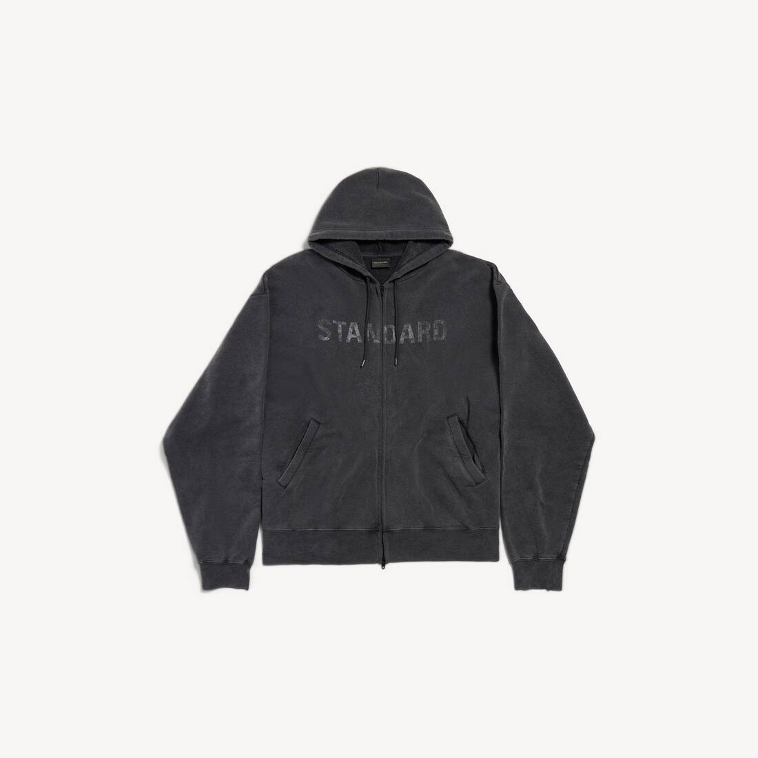 Men's Standard Oversized Zip-up Hoodie in Faded Black