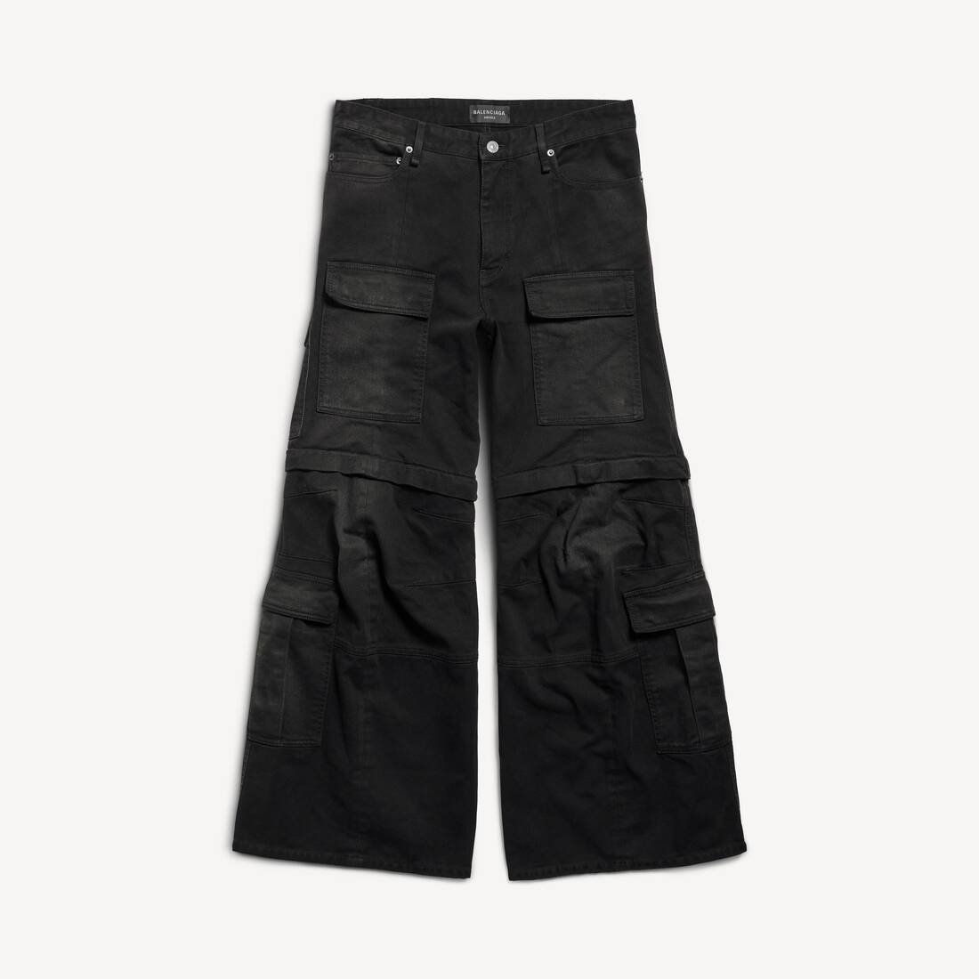 Flared Cargo Pants in Black