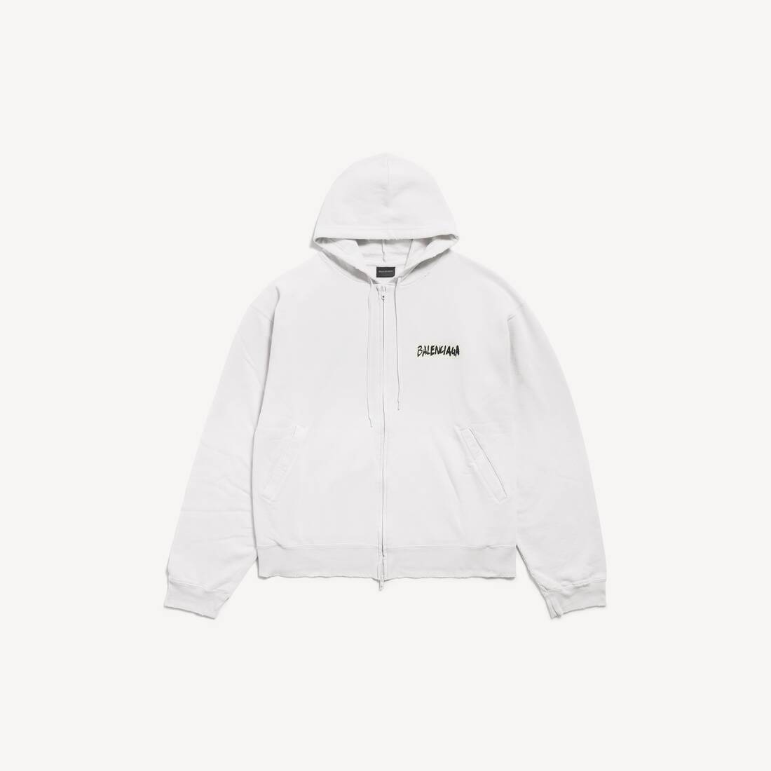 Men's Masking Tape Oversized Zip-up Hoodie in Dirty White