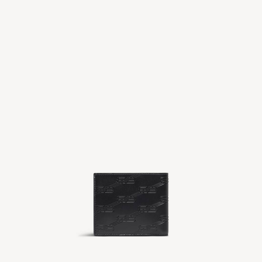 Men's Embossed Monogram Square Folded Wallet Box in Black