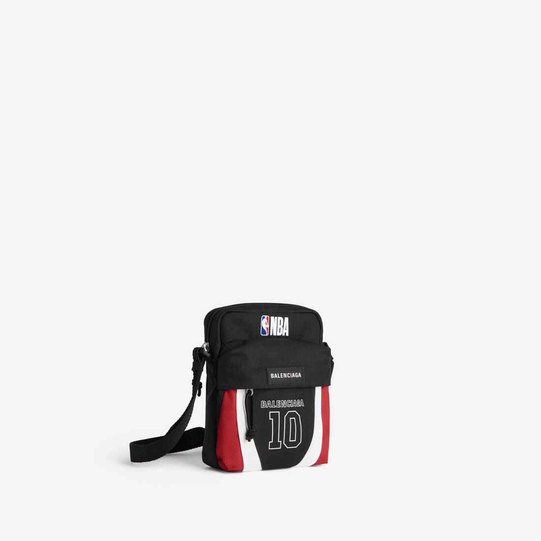 Men's Balenciaga | Nba Collaboration Explorer Crossbody Pouch in Black/white/vermillon Red