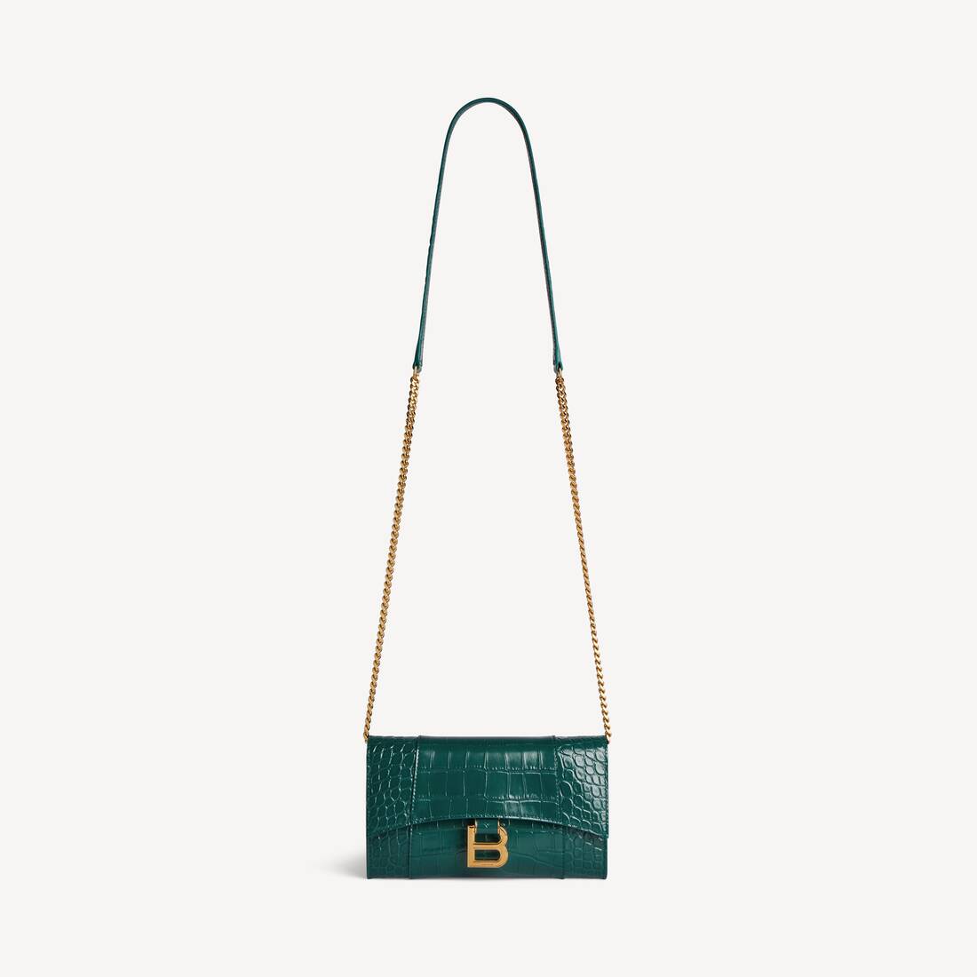 Women's Hourglass Wallet On Chain in Dark Emerald