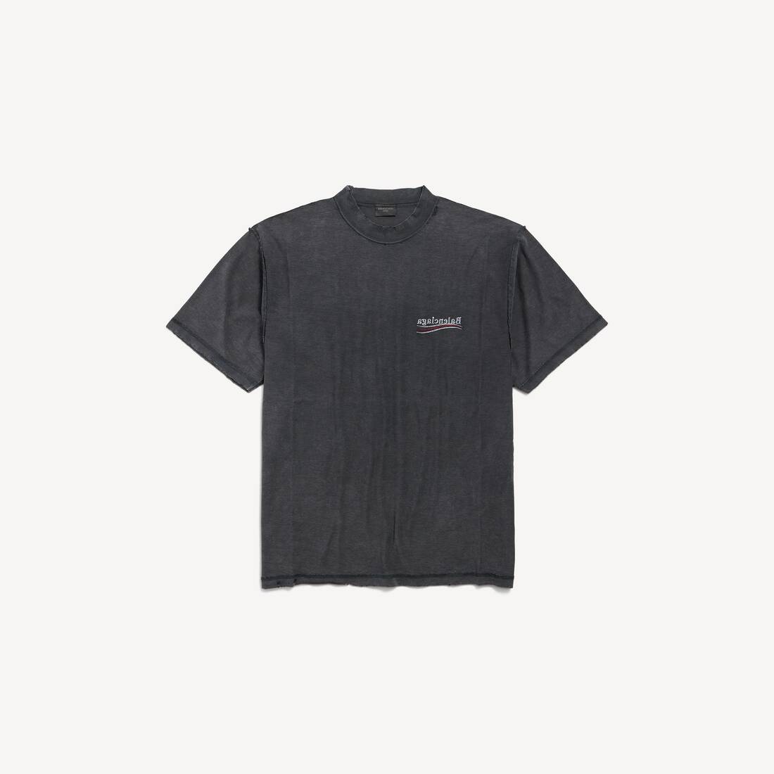 Political Campaign Inside-out T-shirt Large Fit in Faded Black