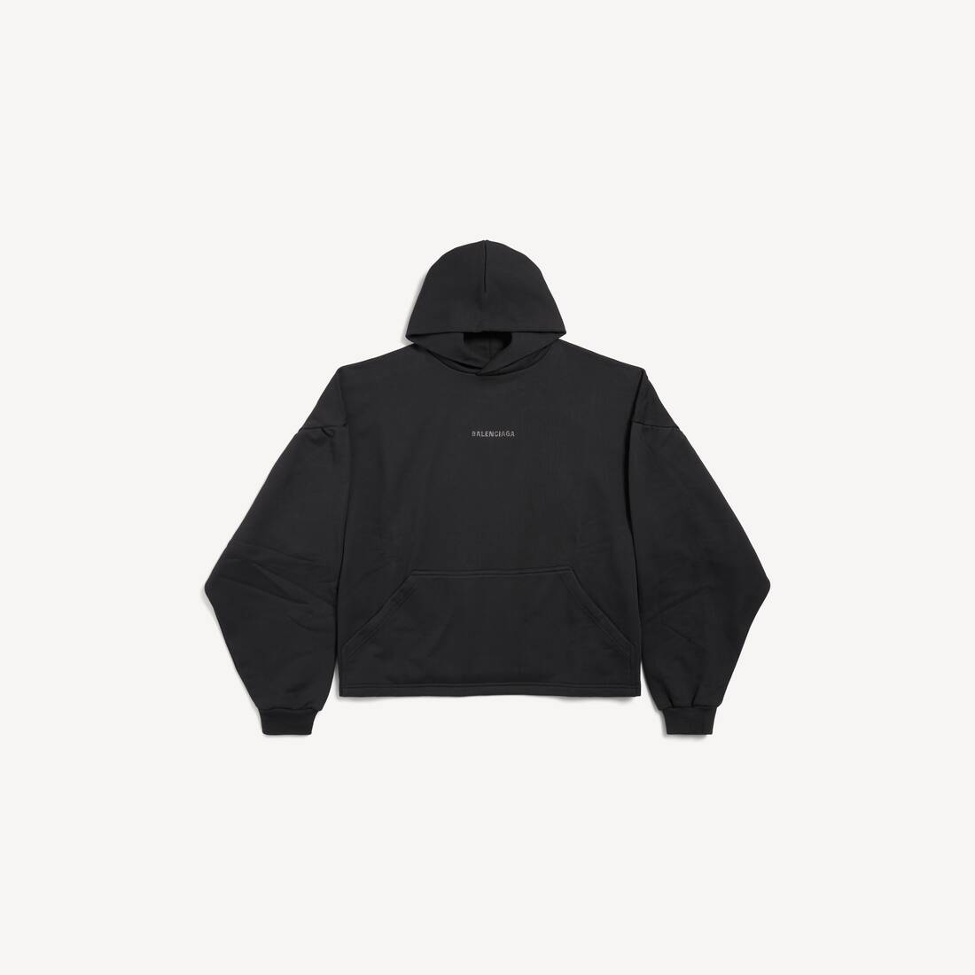 Women's Balenciaga Back Cropped Hoodie in Black