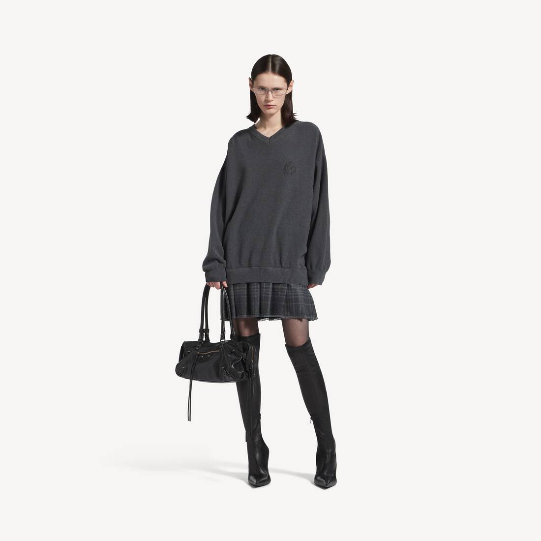 Women's Layered Sweater Dress in Heather Grey
