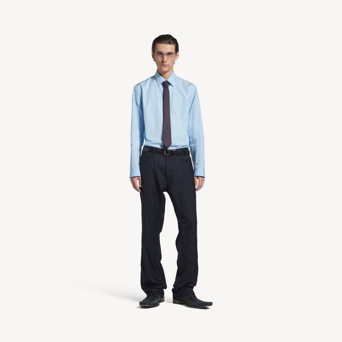 Men's Straight Tailored Pants in Dark Navy