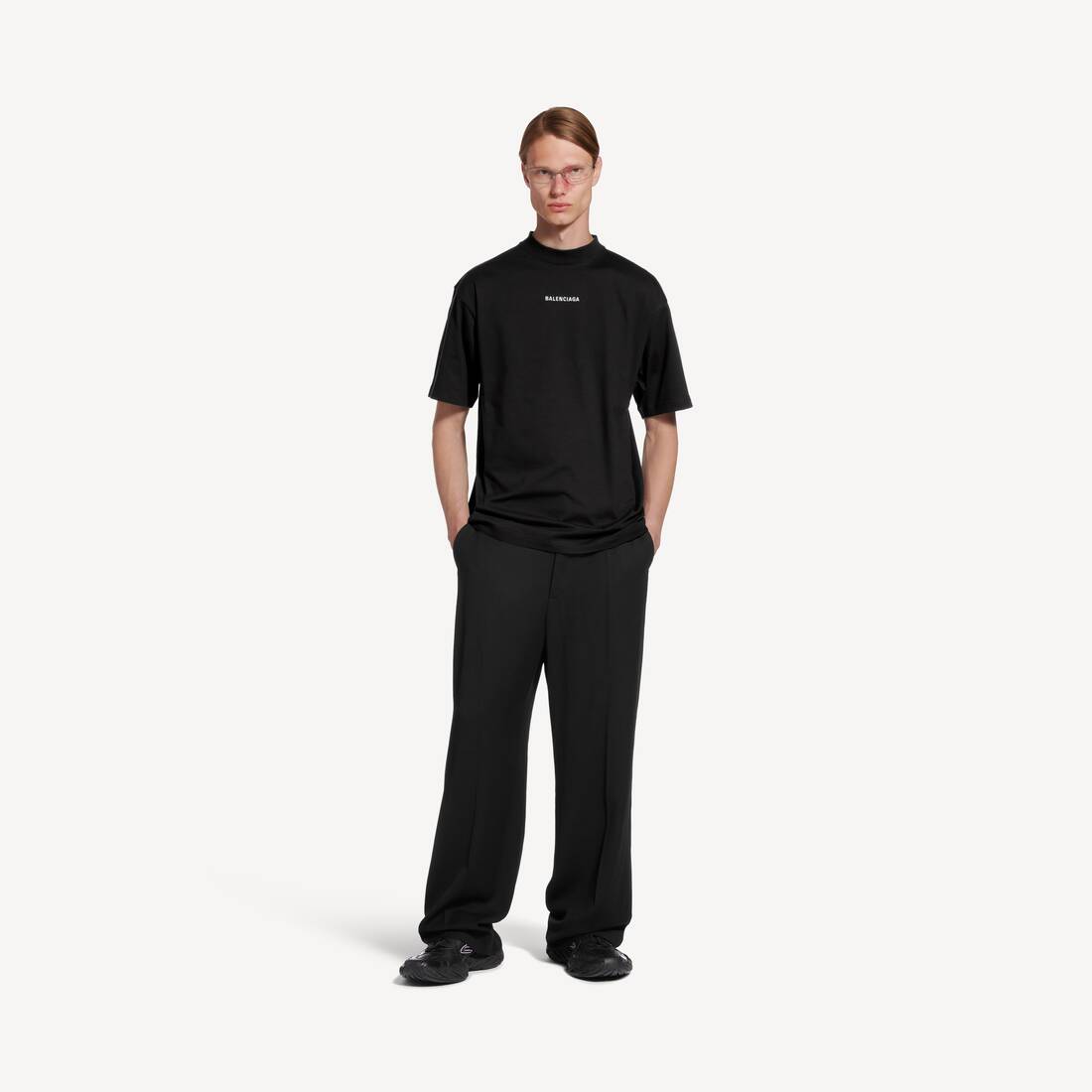 New Balenciaga Back T-shirt Medium Fit in Black