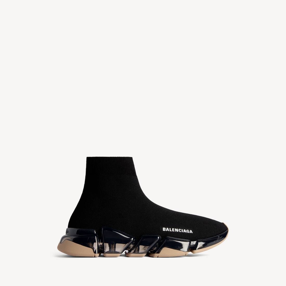 Women's Speed 2.0 Full Clear Sole Recycled Knit Sneaker in Black/beige