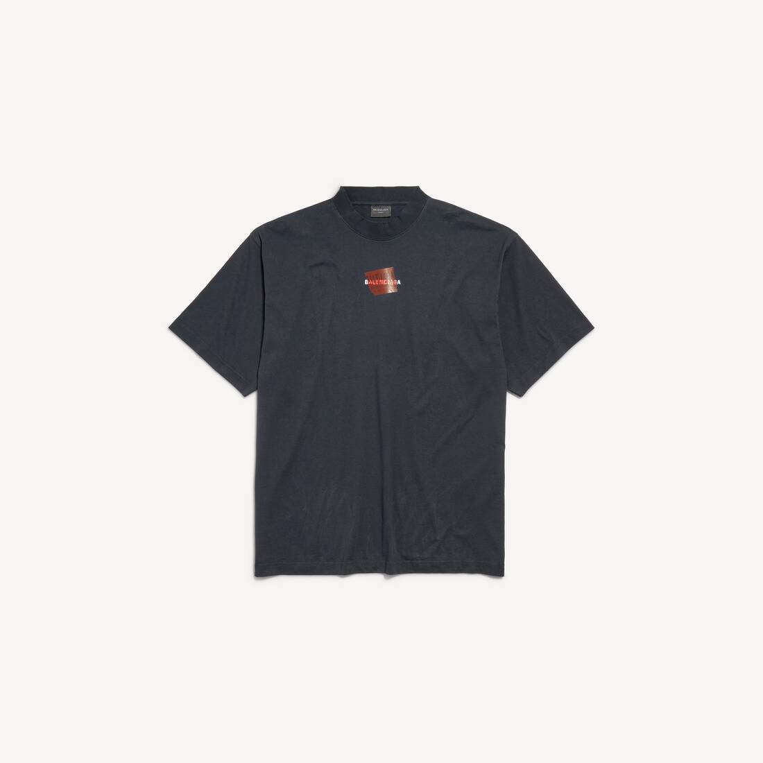 Men's Taped Balenciaga Back T-shirt Medium Fit in Faded Black/white/red